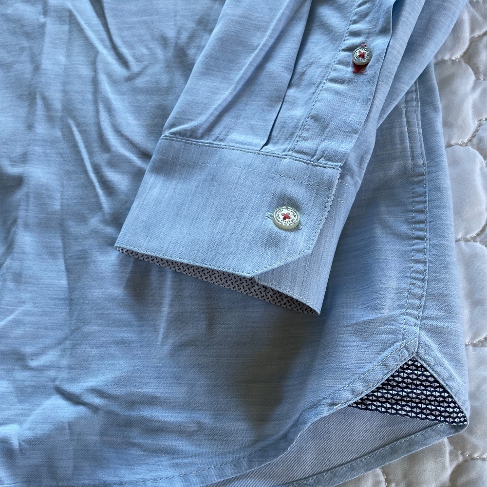 Ted Baker London Light Blue Button Down Size 6 (XXL) - Picture 3 of 6